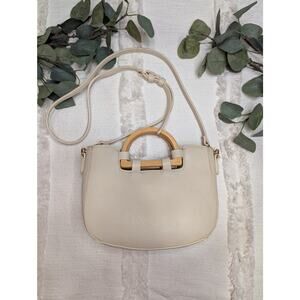 Sole Society Wood Handle Crossbody Bag in Cream